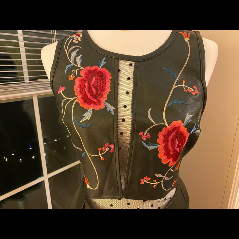 Hunter Green Leather Dress // size M